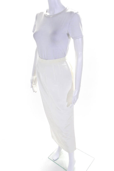 Karl Lagerfeld Womens Cotton Back Buttoned Slit Pencil Skirt White Size EUR40