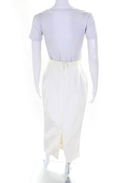 Karl Lagerfeld Womens Cotton Back Buttoned Slit Pencil Skirt White Size EUR40