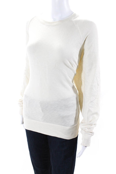 Standard James Perse Womens Long Sleeves Sweatshirt White Cotton Size 2
