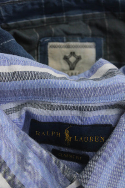 Ralph Lauren Men's Collar Long Sleeves Button Down Stripe Shirt Size L Lot 2