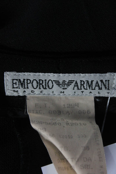 Emporio Armani Womens Flat Front Mid Rise Slim Straight Pants Black Size 38