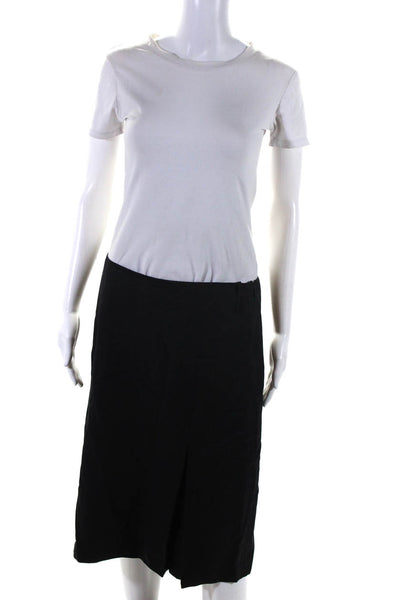 Prada Womens Inverted Pleat Knee Length Unlined Pencil Skirt Black Size IT 48