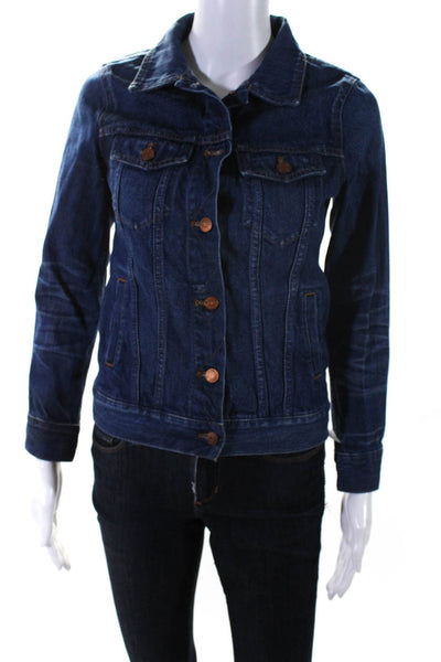 Madewell Womens Button Front Collared Jean Jacket Blue Denim Size Extra Small