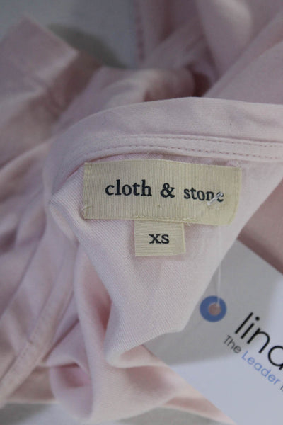 Cloth & Stone Womens Short Sleeved V Neck Basic Tee Shirt Light Pink Size XS