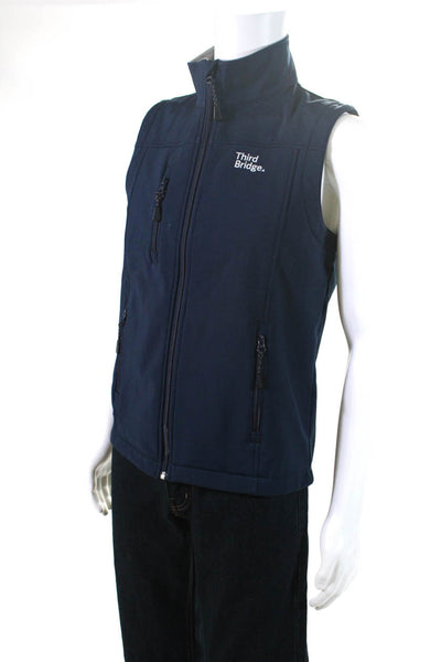 Devon & Jones Mens Front Zip Mock Neck Vest Jacket Navu Blue Size Extra Small