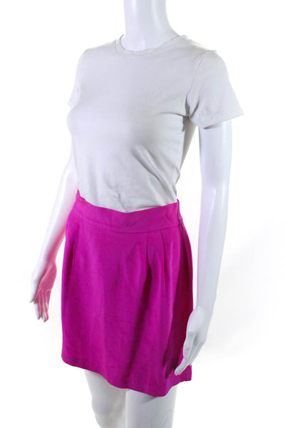 Naven Womens Back Zip Knee Length Silk Pencil Skirt Pink Size 6