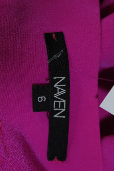 Naven Womens Back Zip Knee Length Silk Pencil Skirt Pink Size 6