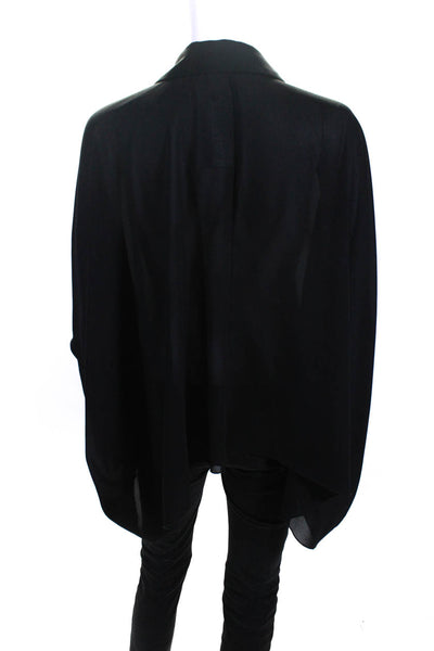 Tempo Paris Womens Chiffon Long Sleeve High-Low Button Down Blouse Black Size L