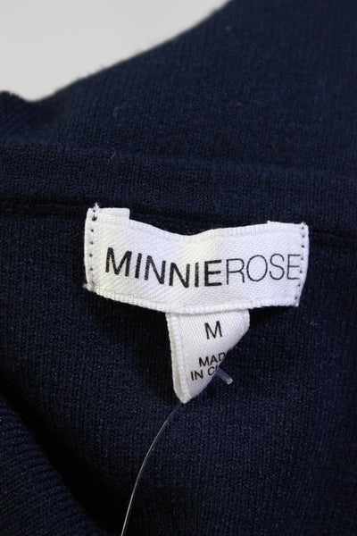 Minnie Rose Womens Asymmetrical Hem Round Neck Sleeveless Top Navy Size M