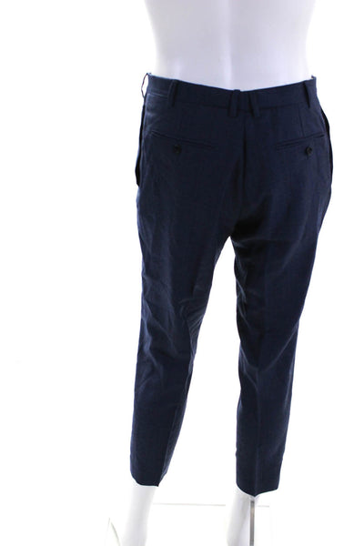 Boyds Philadelphia Mens Wool Striped Buttoned Blazer Pants Set Blue Size EUR52