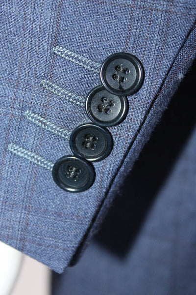 Boyds Philadelphia Mens Wool Striped Buttoned Blazer Pants Set Blue Size EUR52