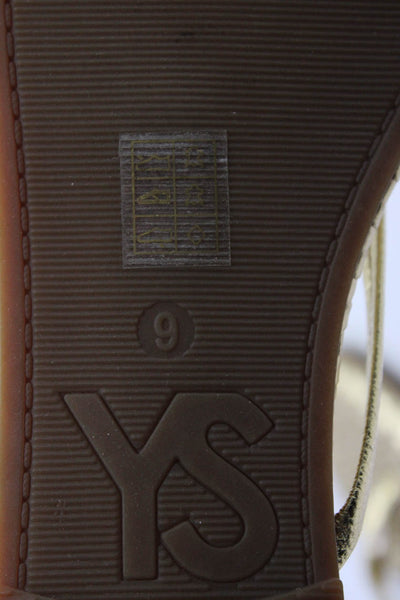 Yosi Samra Womens Metallic Woven Leather Flip Flops Sandals Gold Tone Size 9
