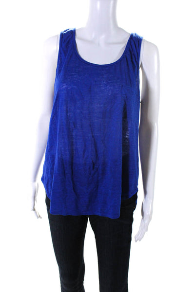 Max Studio Womens Jersey Knit Sleeveless Scoop Neck Tank Top Navy Blue Size L