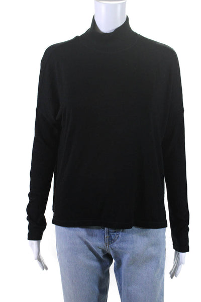 Rag & Bone Jean Womens Open Back High Neck Long Sleeve Top Shirt Black Size M