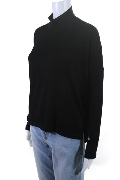 Rag & Bone Jean Womens Open Back High Neck Long Sleeve Top Shirt Black Size M