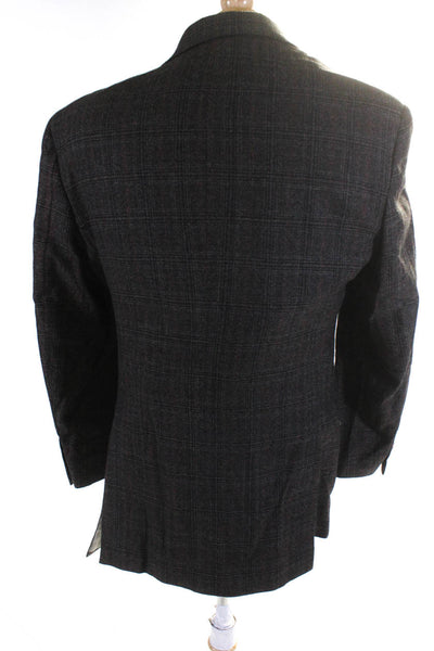 Hart Schaffner Marx Mens Plaid Print Buttoned Collared Blazer Brown Size EUR42