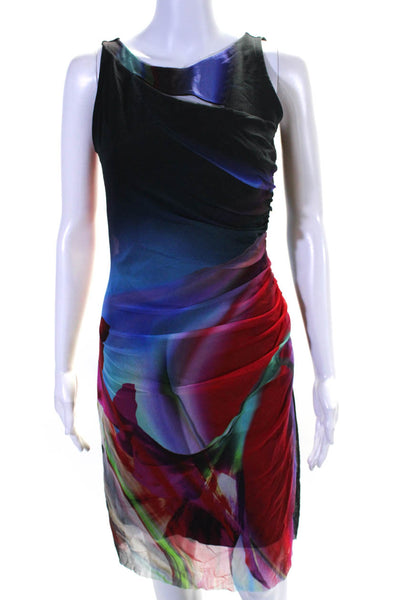 Elana Kattan Womens Colorblock Ruched Sleeveless Bodycon Dress Multicolor Size S