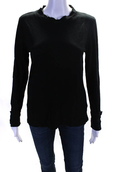 Nation LTD Womens Cotton Snap Buttoned Long Sleeve Pullover T-Shirt Black Size M