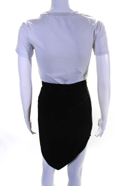 Peace Love World Boheme Womens Asymmetrical Hem Zipped Midi Skirt Black Size XS