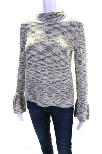 Lilla P Womens Cotton Knit Mock Neck Back Cutout Pullover Sweater Gold Size XS