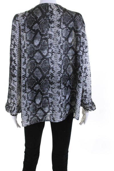 Michael Michael Kors Womens Long Sleeve Snakeskin Print Shirt Gray Size Medium