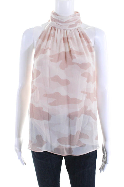 Joie Womens Turtleneck Camouflage Sleeveless Top Blouse Blush Pink Size Small