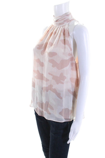 Joie Womens Turtleneck Camouflage Sleeveless Top Blouse Blush Pink Size Small