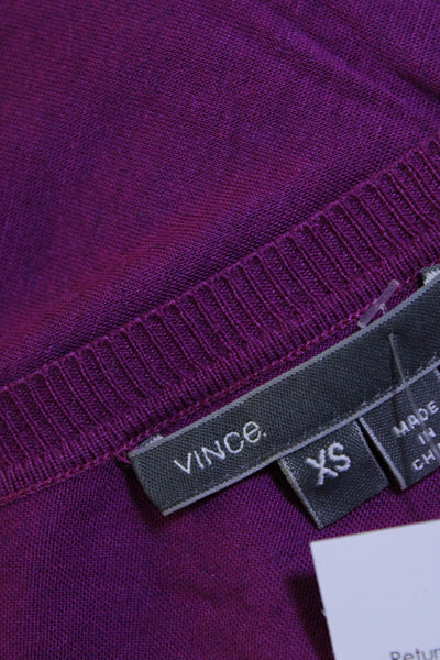 Vince Womens Knit Satin Surplice Sleeveless Shell Top Blouse Magenta Size XS