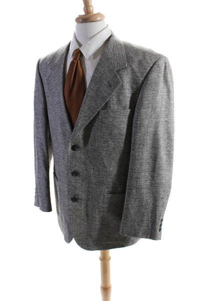 Barrington Mens Silk Tweed Notched Lapel Three Button Blazer White Black Size 42