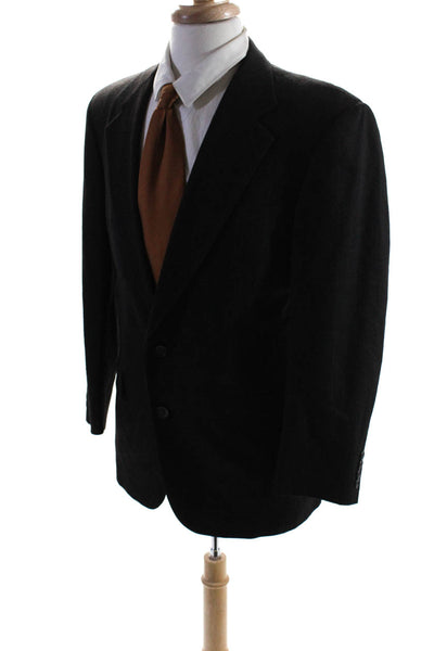 Hart Schaffner Marx Mens Wool Pinstripe Print Two Button Blazer Black Size 42R