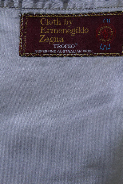 Ermenegildo Zegna Mens Wool Plaid Double Breasted Blazer Jacket Black Size 44