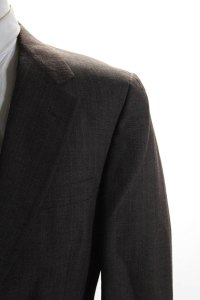Hart Schaffner & Marx Mens Wool Long Sleeve Collared Blazer Jacket Brown Size 42