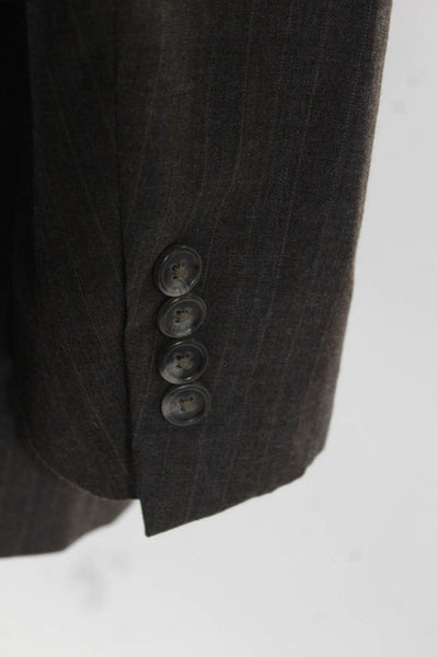 Hart Schaffner & Marx Mens Wool Long Sleeve Collared Blazer Jacket Brown Size 42