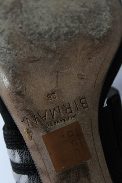 Alexandre Birman Womens Suede Striped Zip Up Ankle Strap Heels Black Size 38 7.5