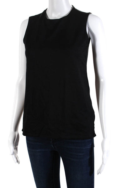 Anue Ligne Womens Nylon Sleeveless High Round Neck Tank Blouse Black Size Small