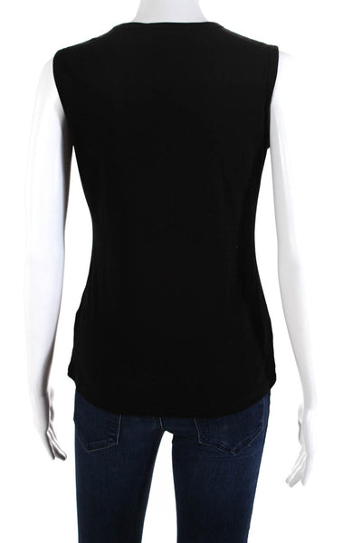 Mel & Lisa Womens Cotton Crew Neck Sleeveless Basic Tank Top Black Size XS