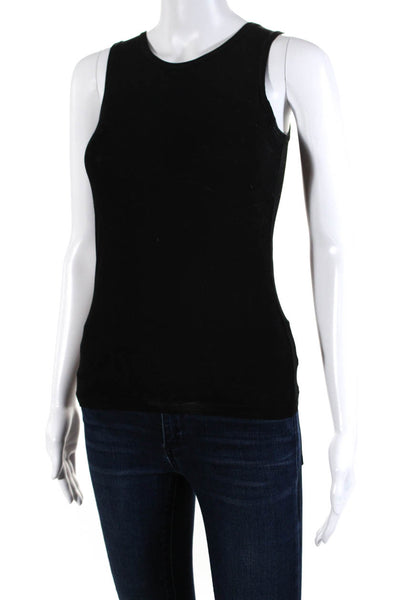 Jil Sander Body Womens Cotton Round Neck Sleeveless Basic Tank Top Black Size XS
