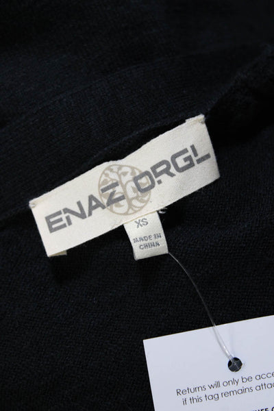 ENAZ ORGL Womens Cotton Graphic Print Open Front Cardigan Sweater Black Size XS