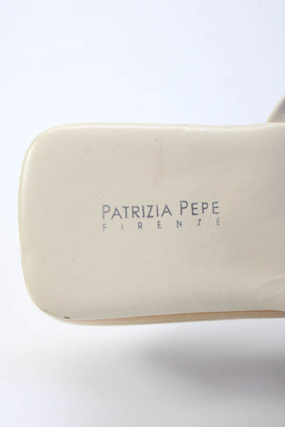 Patrizia Pepe Womens Leather Rhinestone Strappy Platform Sandals Beige Size 6US