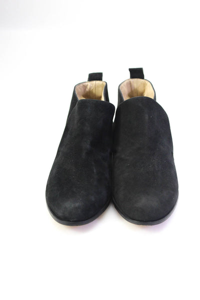 Joan & David Womens Suede Almond Toe Flat Cuban Heel Booties Black Size 8US