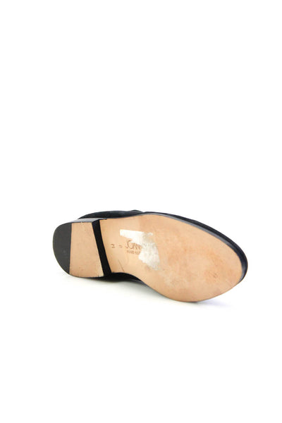 Joan & David Womens Suede Almond Toe Flat Cuban Heel Booties Black Size 8US