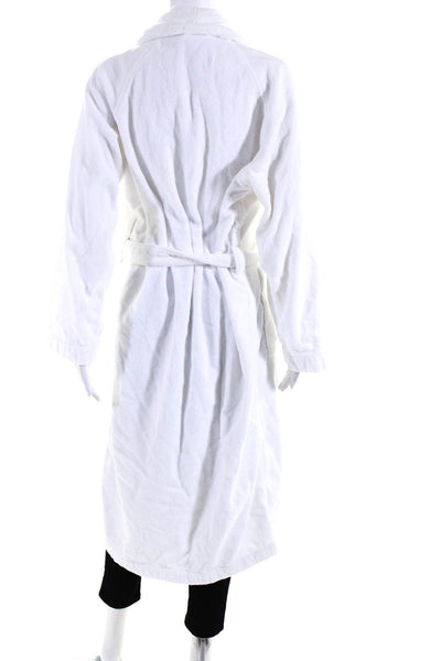 Frette 1860 Womens Cotton Long Sleeve Tie Waist Mid Calf Robe White Size Large