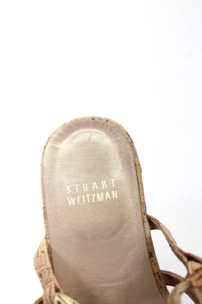 Stuart Weitzman Womens Cork Ankle Strap Buckled Gladiator Sandals Brown Size 5