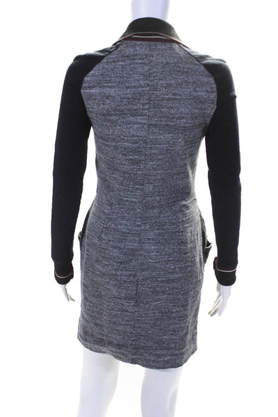 Etoile Isabel Marant Womens Long Sleeve Collared Sheath Dress Gray Black Size 2