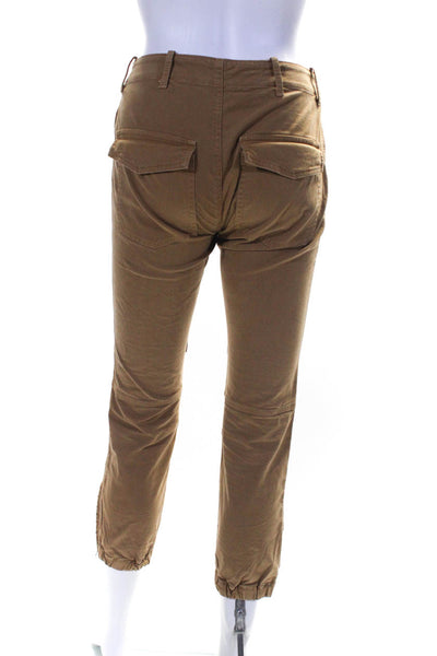 Nili Lotan Womens Mid Rise Zipper Trim Straight Leg Pants Brown Cotton Size 0