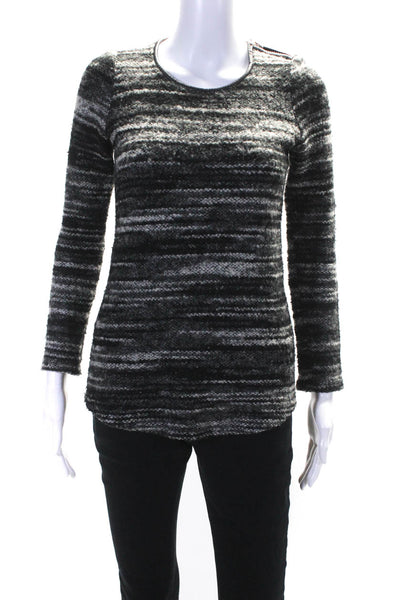 Etoile Isabel Marant Womens Back Zip Crew Neck Striped Sweater Gray Size 1