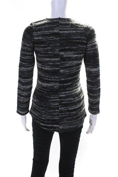Etoile Isabel Marant Womens Back Zip Crew Neck Striped Sweater Gray Size 1
