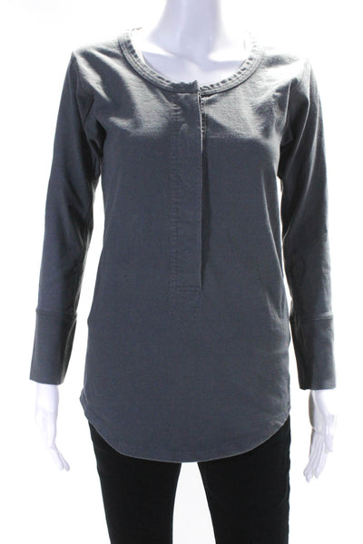 Etoile Isabel Marant Womens 3/4 Sleeve Long Sleeve Shirt Gray Cotton Size Medium