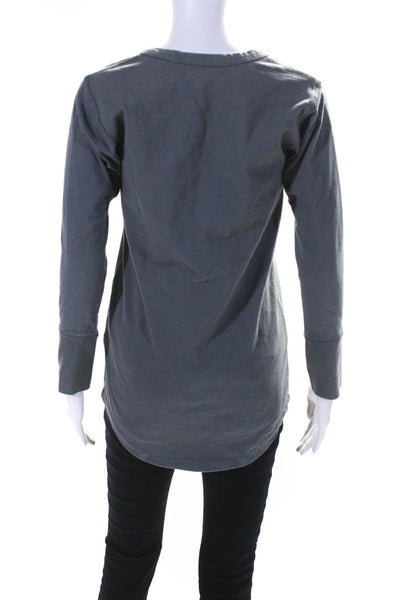 Etoile Isabel Marant Womens 3/4 Sleeve Long Sleeve Shirt Gray Cotton Size Medium