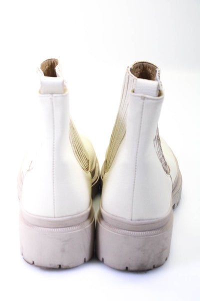 Patina Womens Pleated Elastic Slip-On Round Toe Ankle Boots Cream Size 10